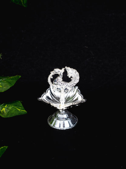 Zinc Alloy Annapakshi Diya - Silver - 3 inch - WBG1874-2