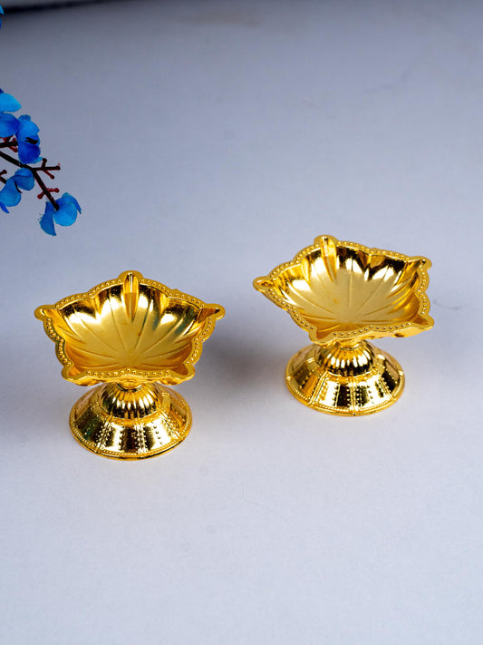 Zinc Alloy - Five Face Diya - Set of 2 - Gold - WBG1875-1
