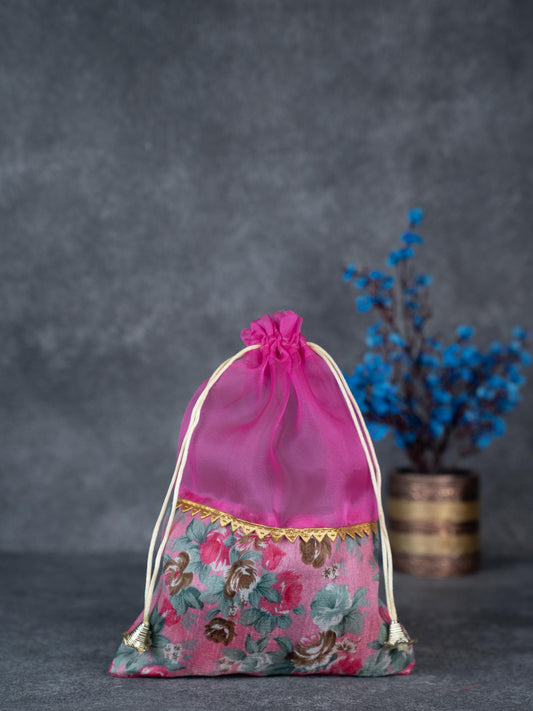 Floral String Bag - 11x7 Inch - WBG1877
