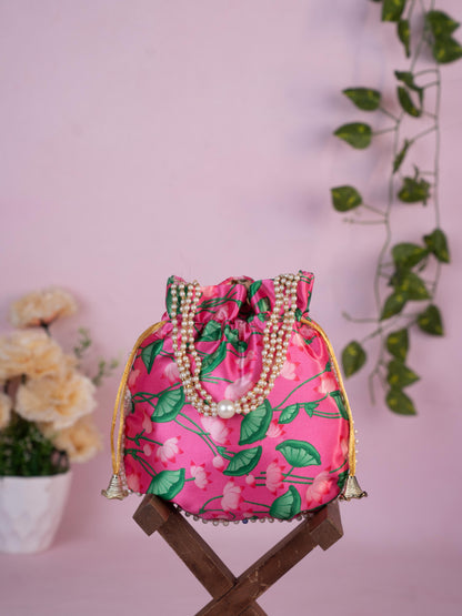 Potli Bag with Pichwai Design - 8 inch - WBG1878