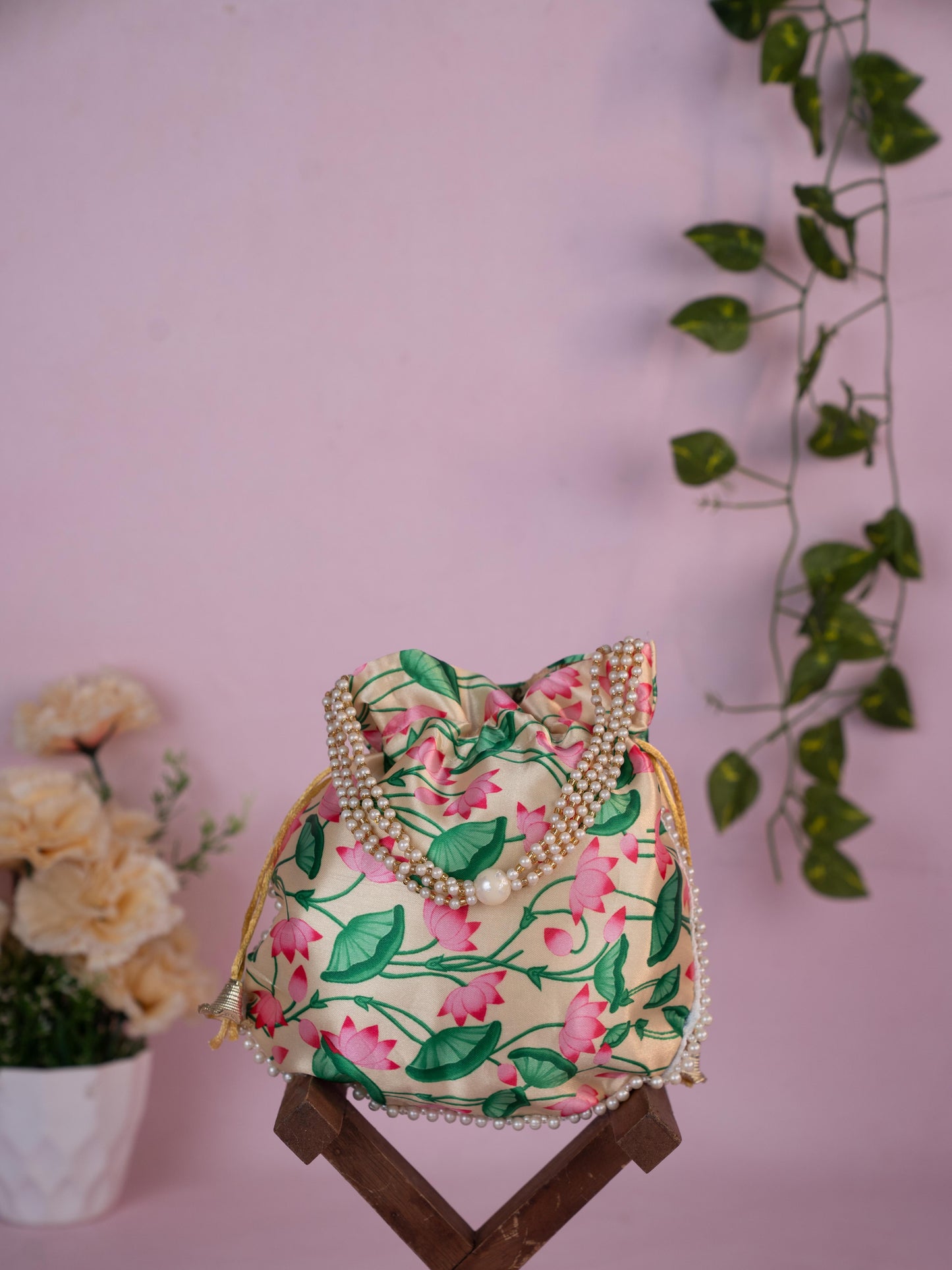 Potli Bag with Pichwai Design - 8 inch - WBG1878