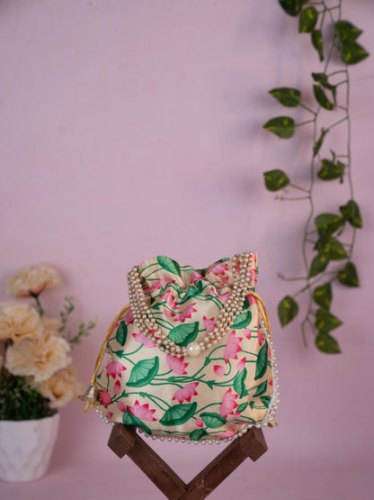 Potli Bag with Pichwai Design - 8 inch - WBG1878