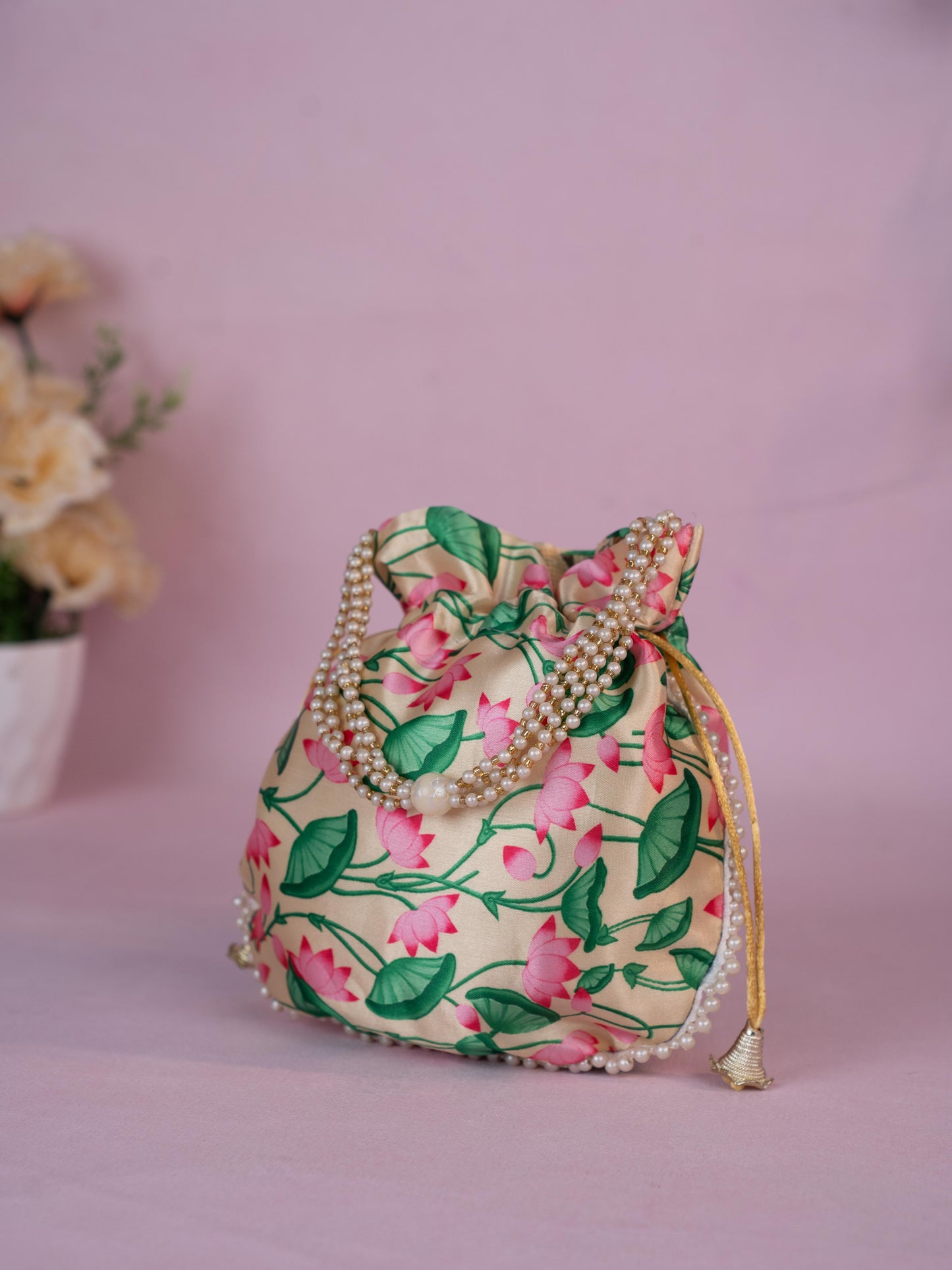 Potli Bag with Pichwai Design - 8 inch - WBG1878