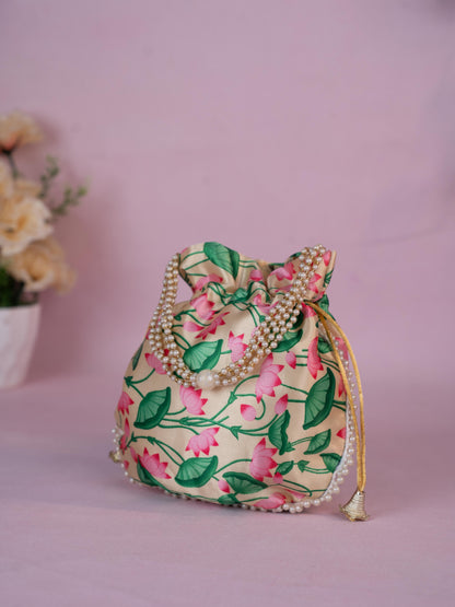 Potli Bag with Pichwai Design - 8 inch - WBG1878