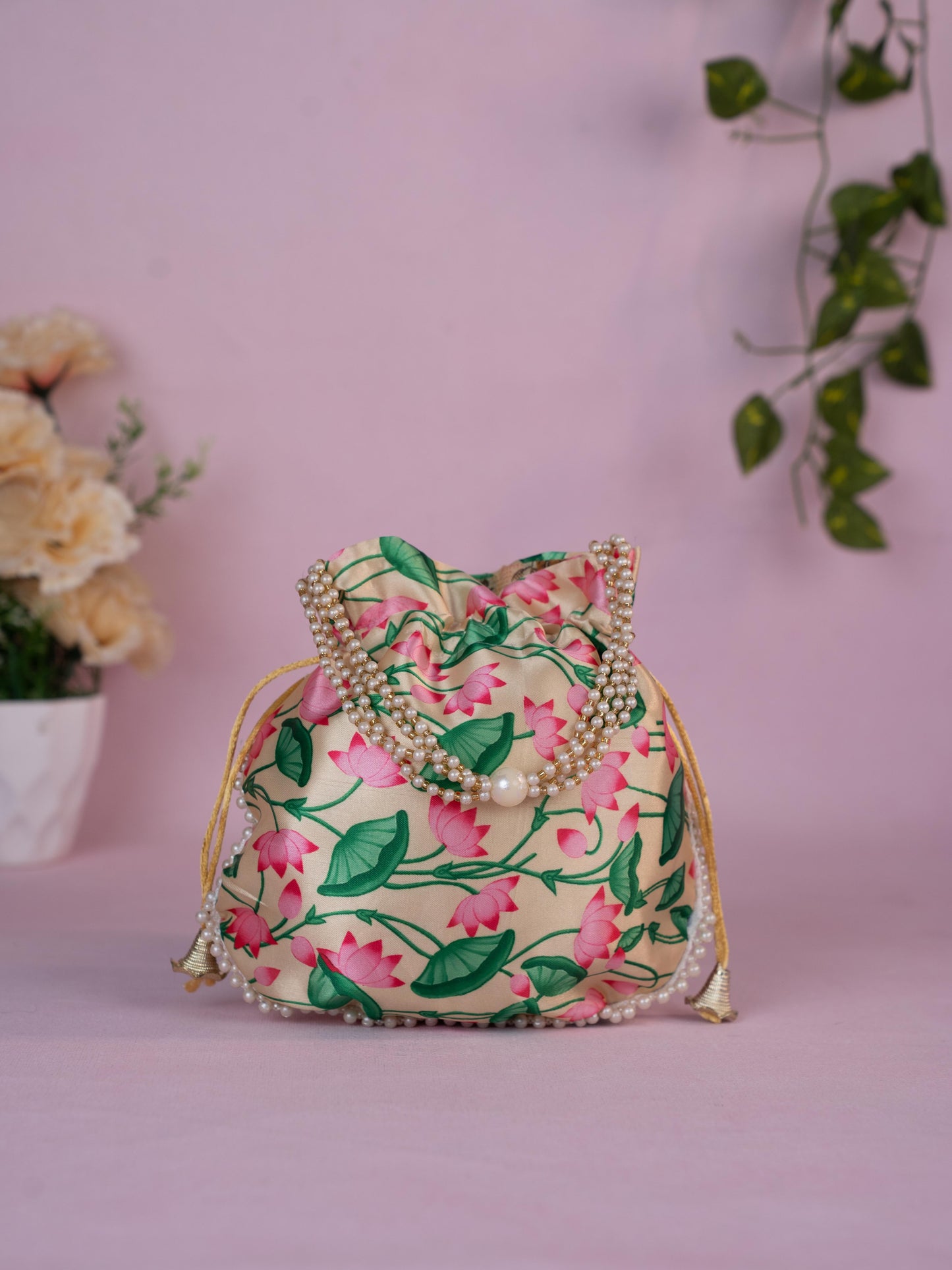 Potli Bag with Pichwai Design - 8 inch - WBG1878