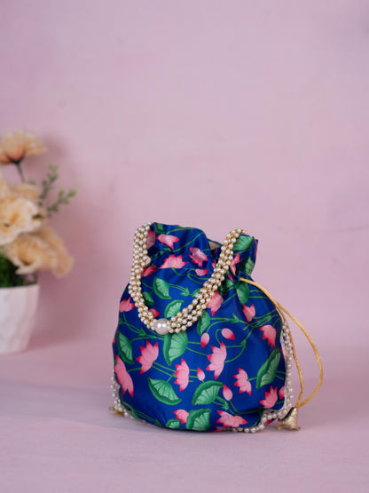 Potli Bag with Pichwai Design - 8 inch - WBG1878