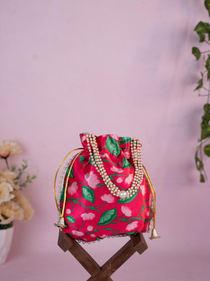 Potli Bag with Pichwai Design - 8 inch - WBG1878