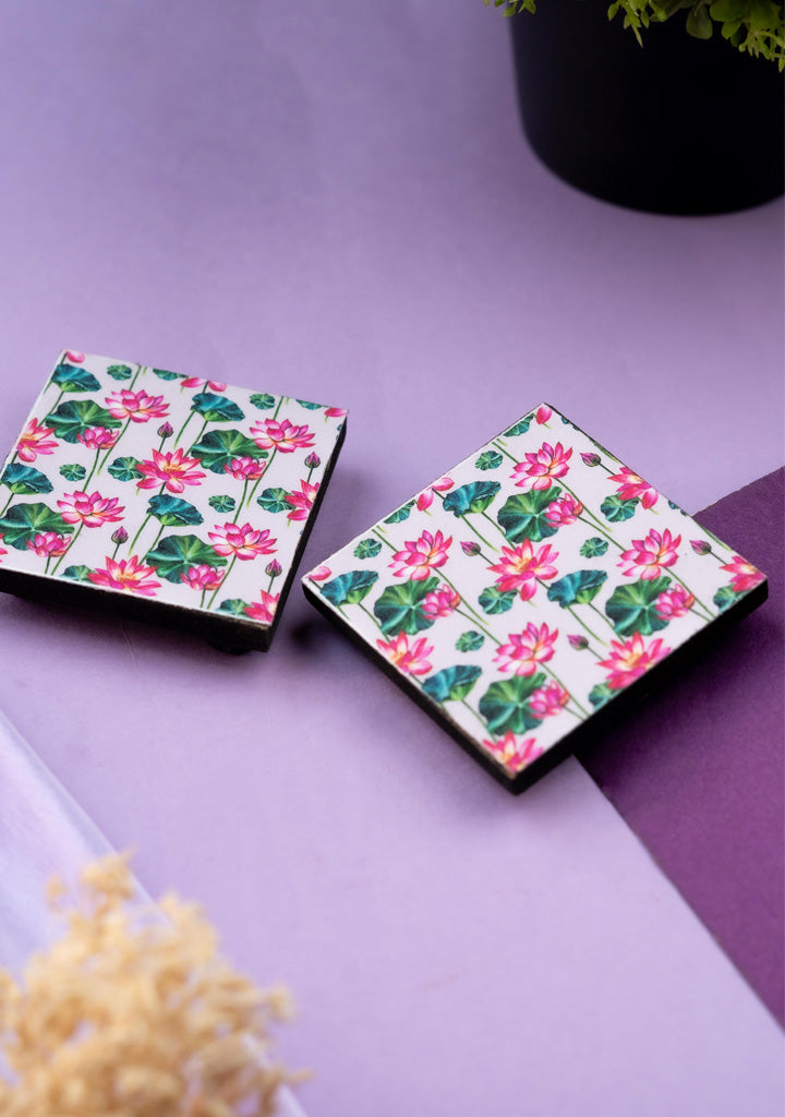Pichwai Lotus Design Glitter Manai - 2.5 inch - WBG1888