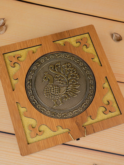 Wooden Dry Fruit Box - Annapakshi Design - 8x8 inch - WBG1892-1