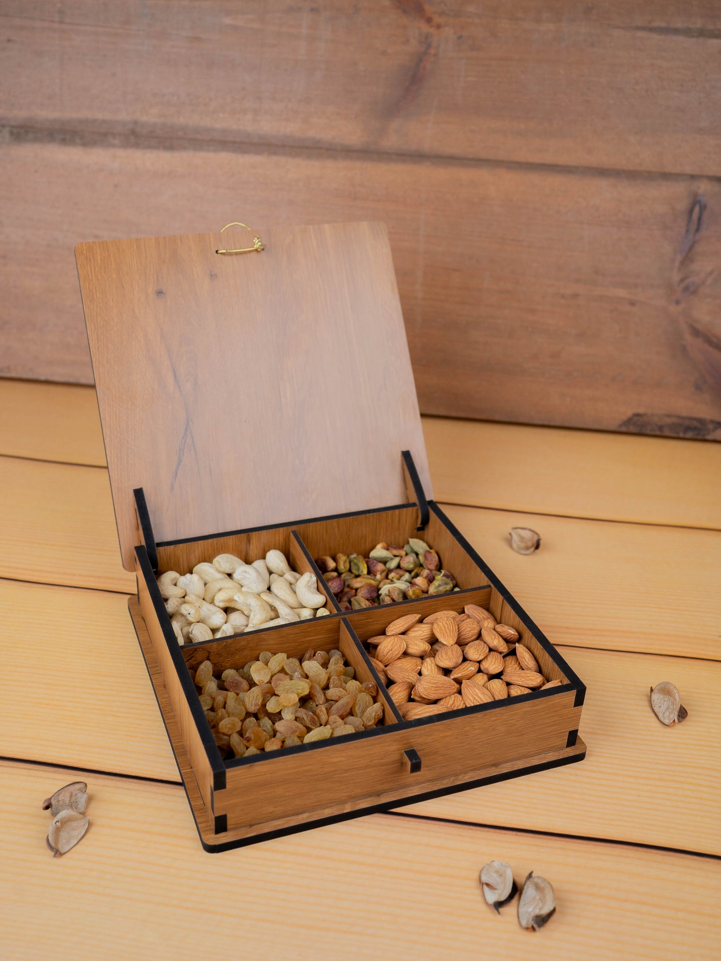 Wooden Dry Fruit Box - Annapakshi Design - 8x8 inch - WBG1892-1