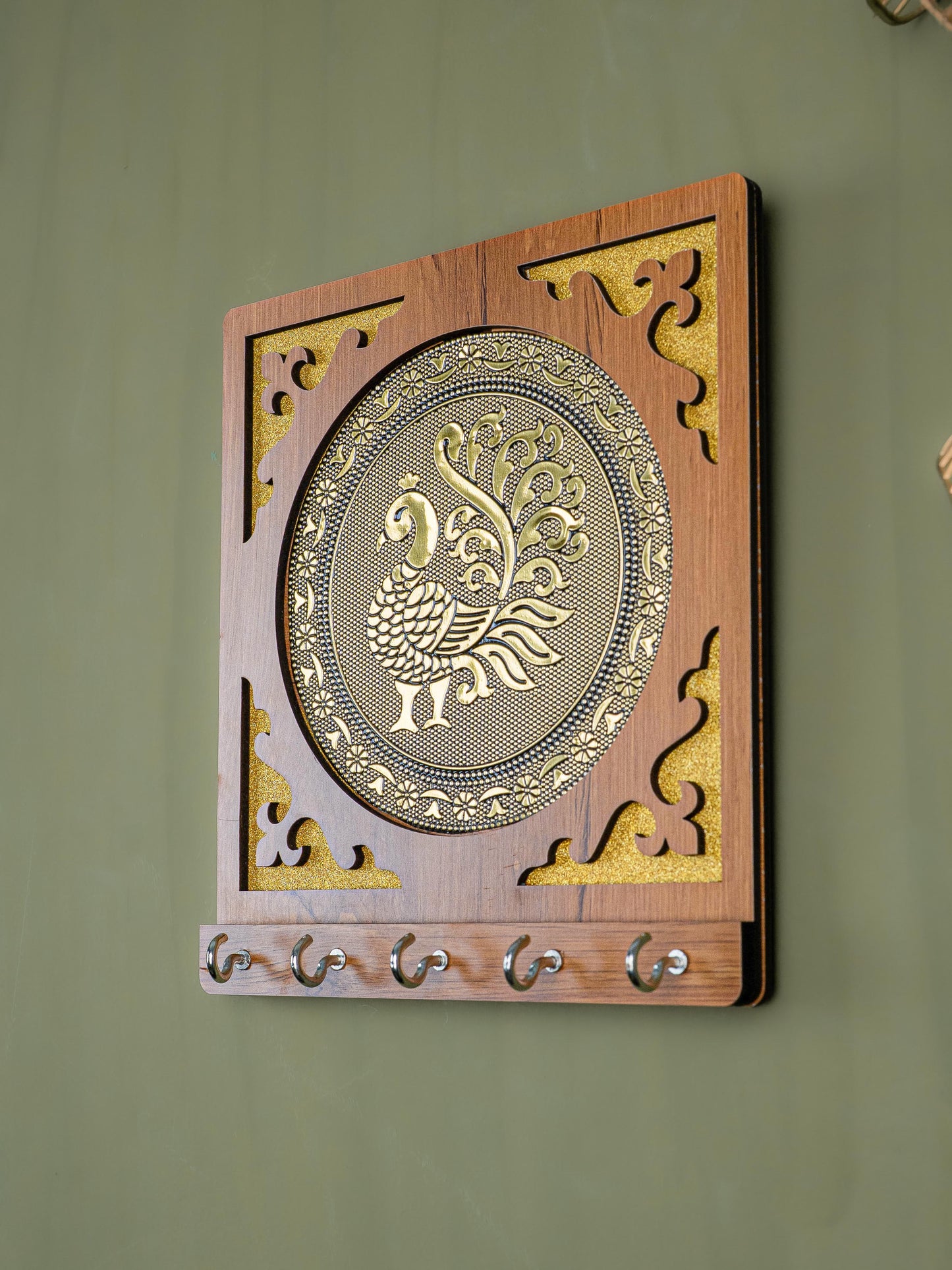 Wooden Annapakshi Key Hanger - 8x7 inch - WBG1893-1