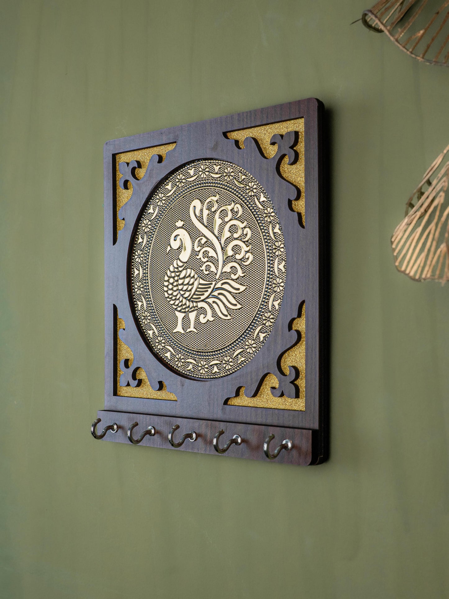 Brown Annapakshi Key Hanger - 8x7 inch - WBG1893-2