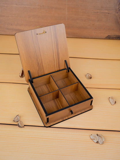 Wooden Floral Dry Fruit Box - 6x6 inch - WBG1894-1