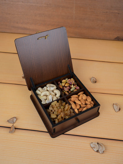 Brown Floral Dry Fruit Box - 6x6 inch - WBG1894-2