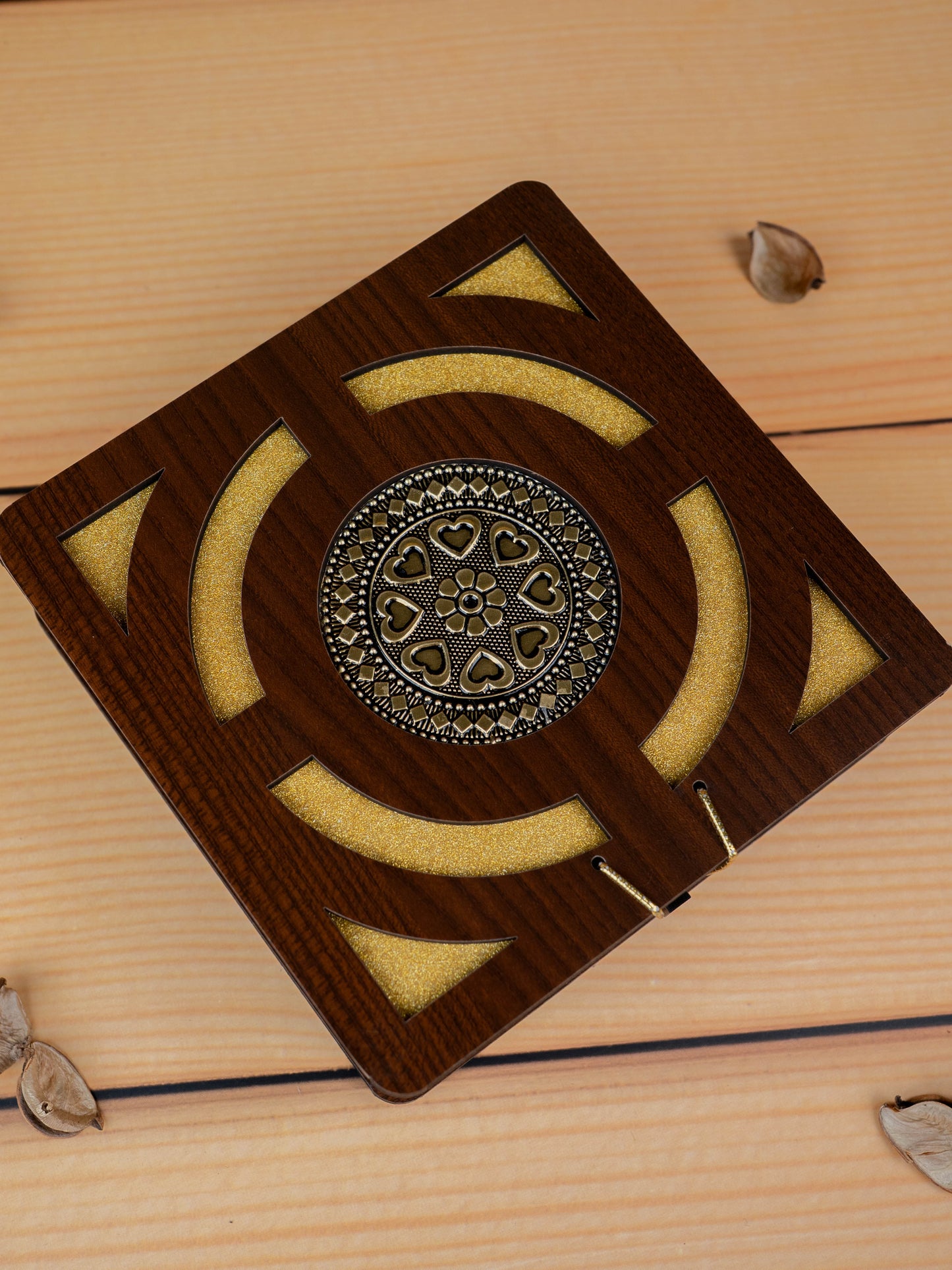 Brown Floral Dry Fruit Box - 6x6 inch - WBG1894-2