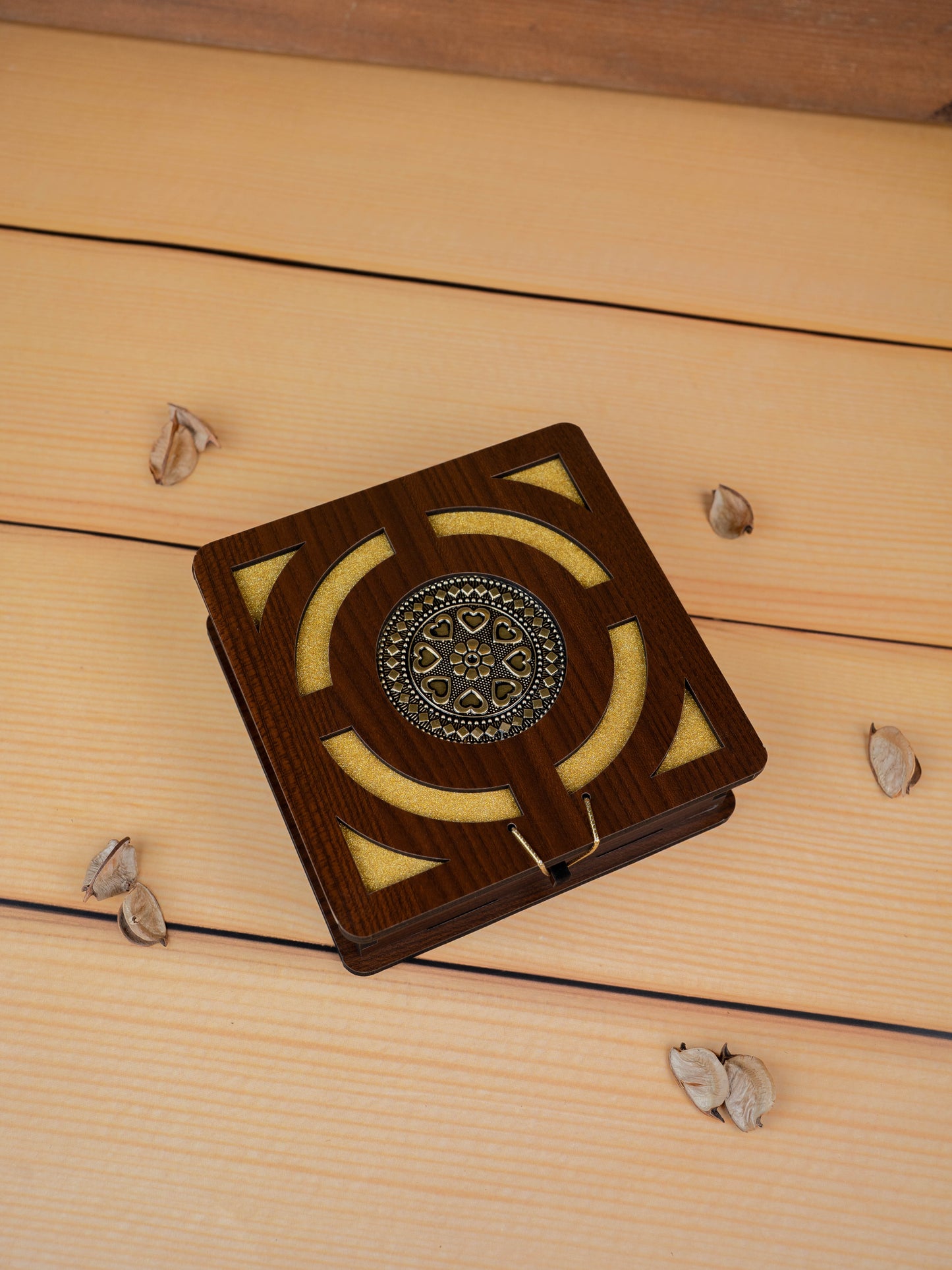 Brown Floral Dry Fruit Box - 6x6 inch - WBG1894-2