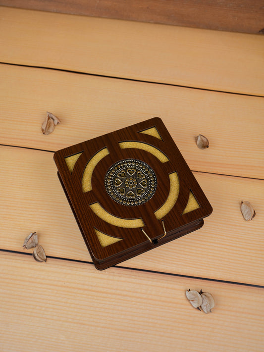 Brown Floral Dry Fruit Box - 6x6 inch - WBG1894-2