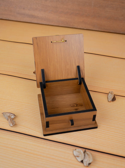 Wooden Floral Dry Fruit Box - 4x4 inch - WBG1895-1