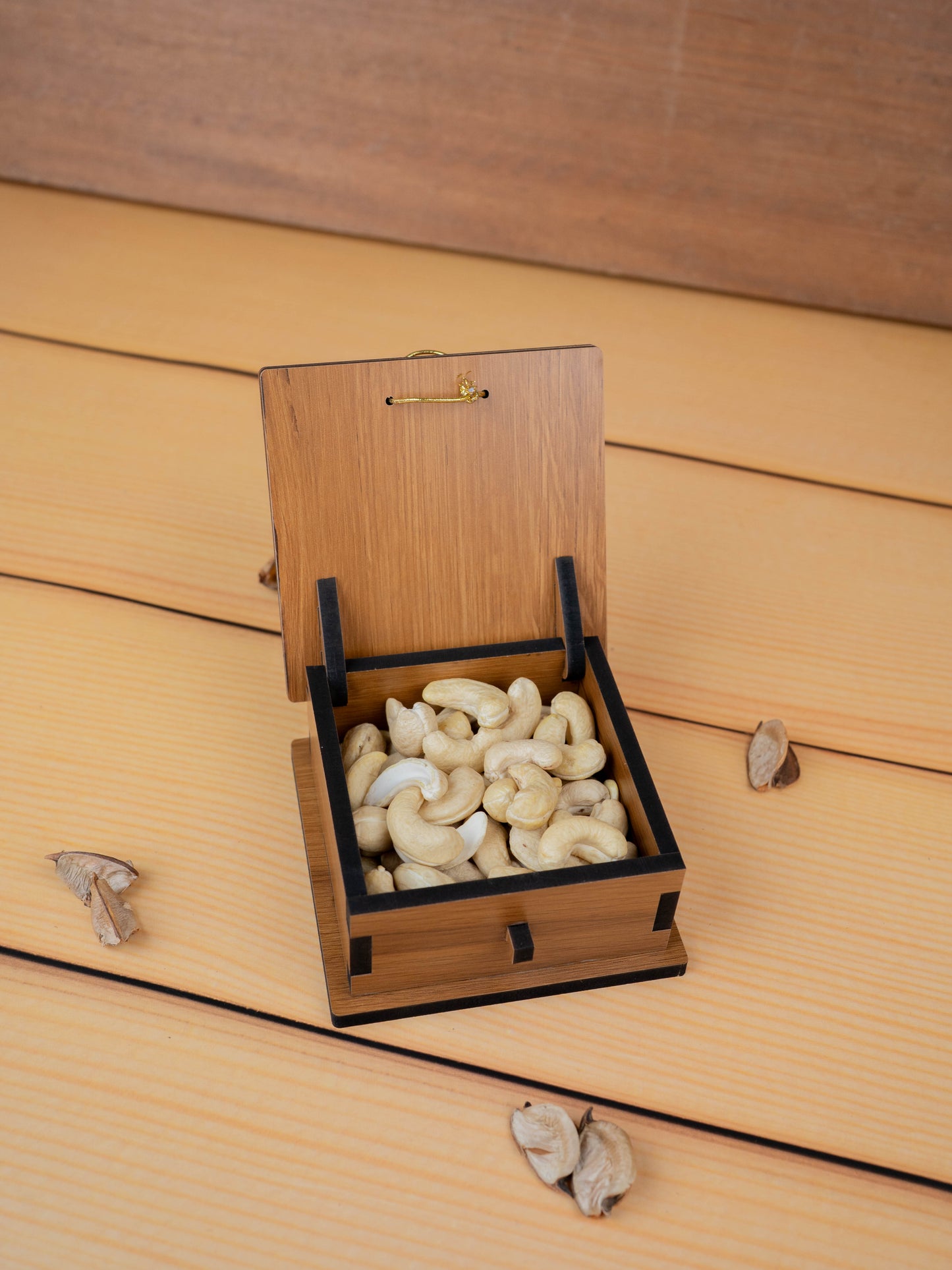 Wooden Floral Dry Fruit Box - 4x4 inch - WBG1895-1
