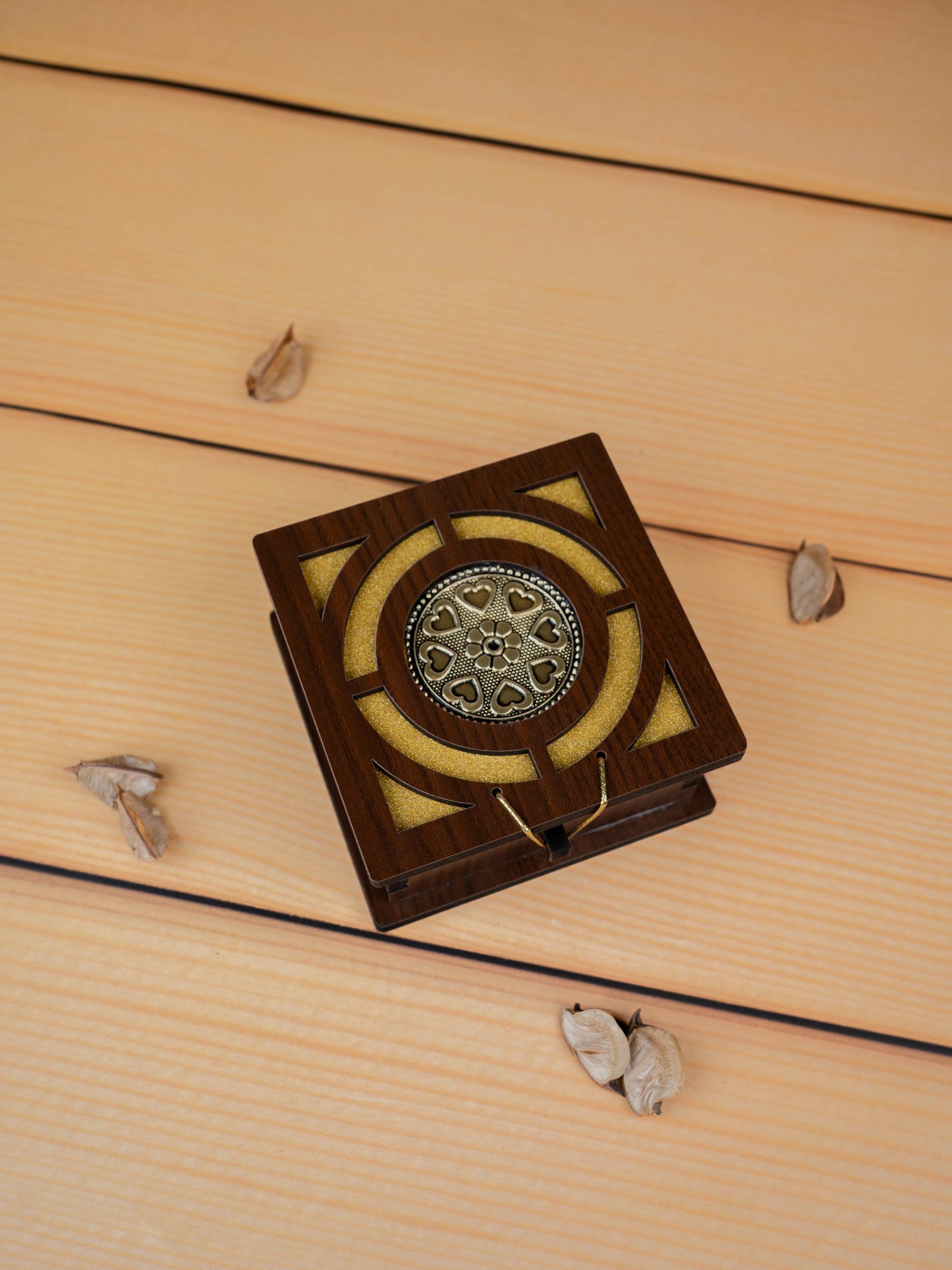 Brown Floral Dry Fruit Box - 4x4 inch - WBG1895-2
