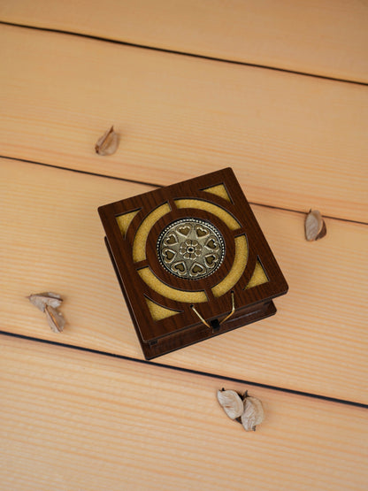 Brown Floral Dry Fruit Box - 4x4 inch - WBG1895-2