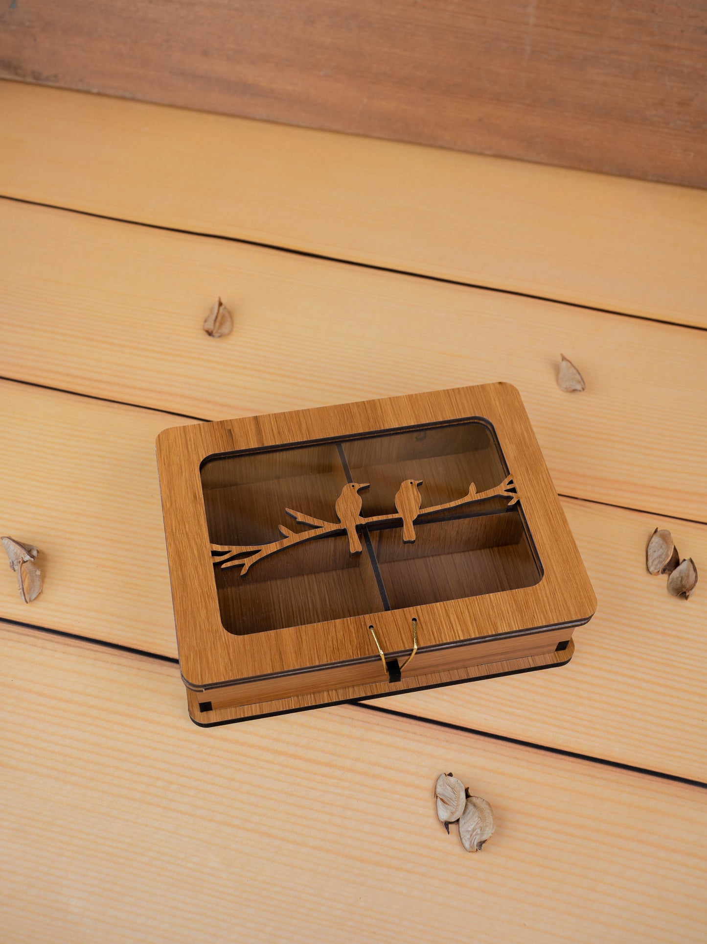 Wooden Sparrow Dry Fruit Box - 7x5 inch - WBG1896-1