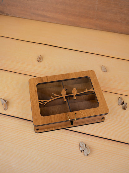 Wooden Sparrow Dry Fruit Box - 7x5 inch - WBG1896-1