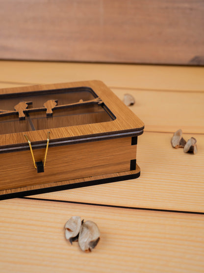 Wooden Sparrow Dry Fruit Box - 7x5 inch - WBG1896-1