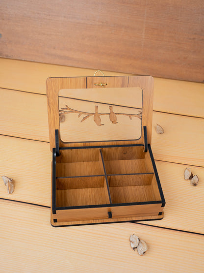 Wooden Sparrow Dry Fruit Box - 7x5 inch - WBG1896-1