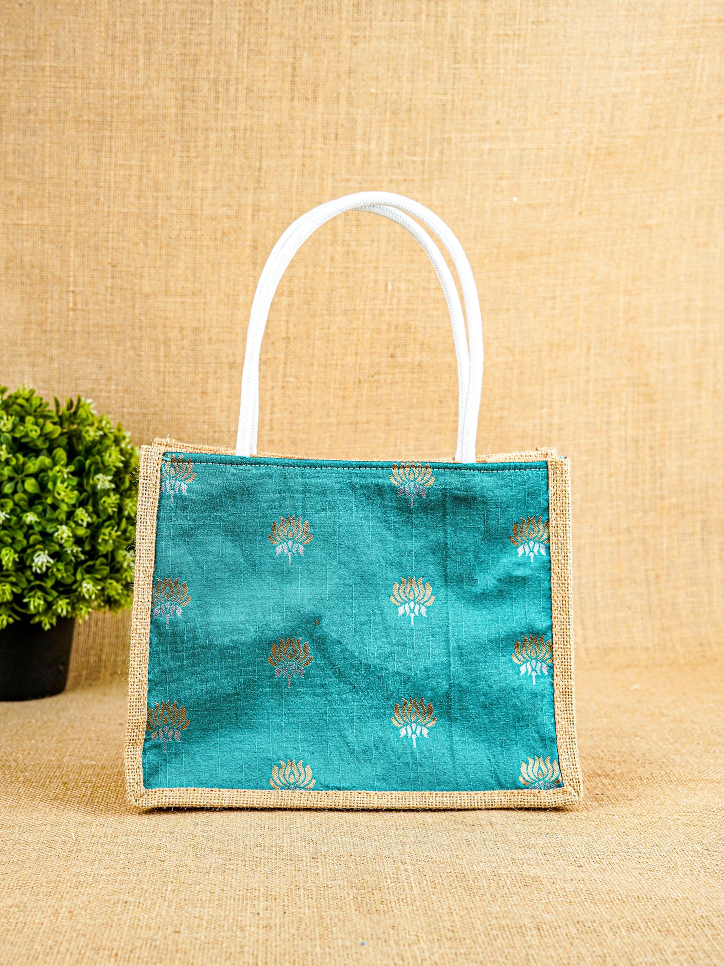 Raw Silk Jute Bag - 10x8 inch - WBG1911-1
