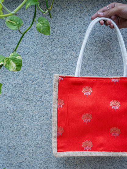 Raw Silk Jute Bag - 10x8 inch - WBG1911-1