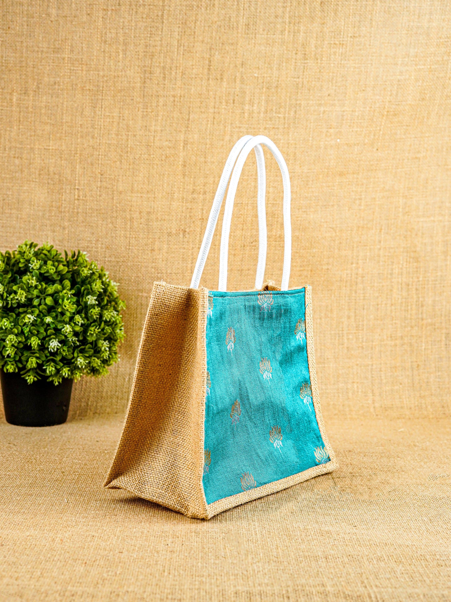 Raw Silk Jute Bag - 10x8 inch - WBG1911-1