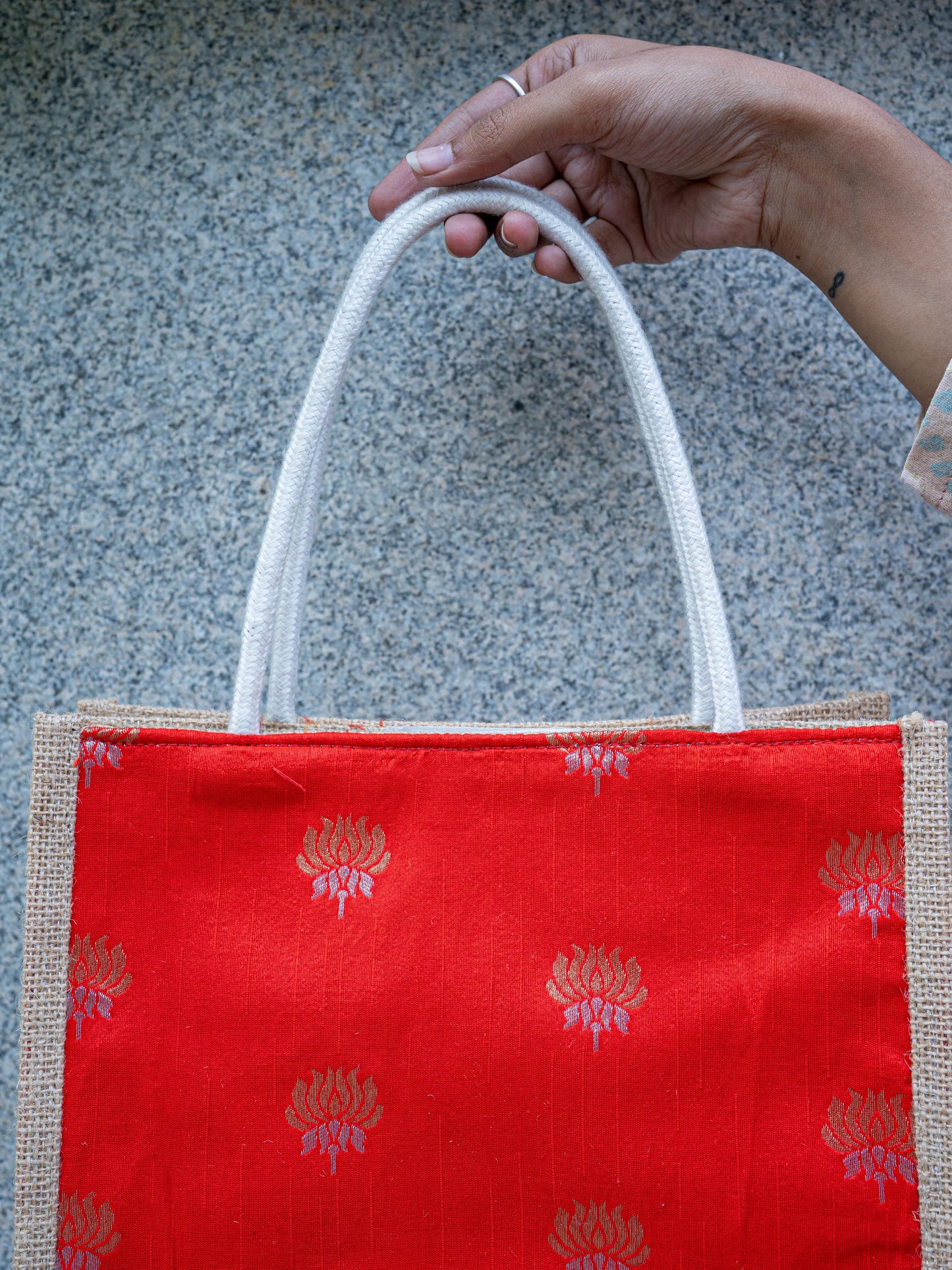 Raw Silk Jute Bag - 10x8 inch - WBG1911-1