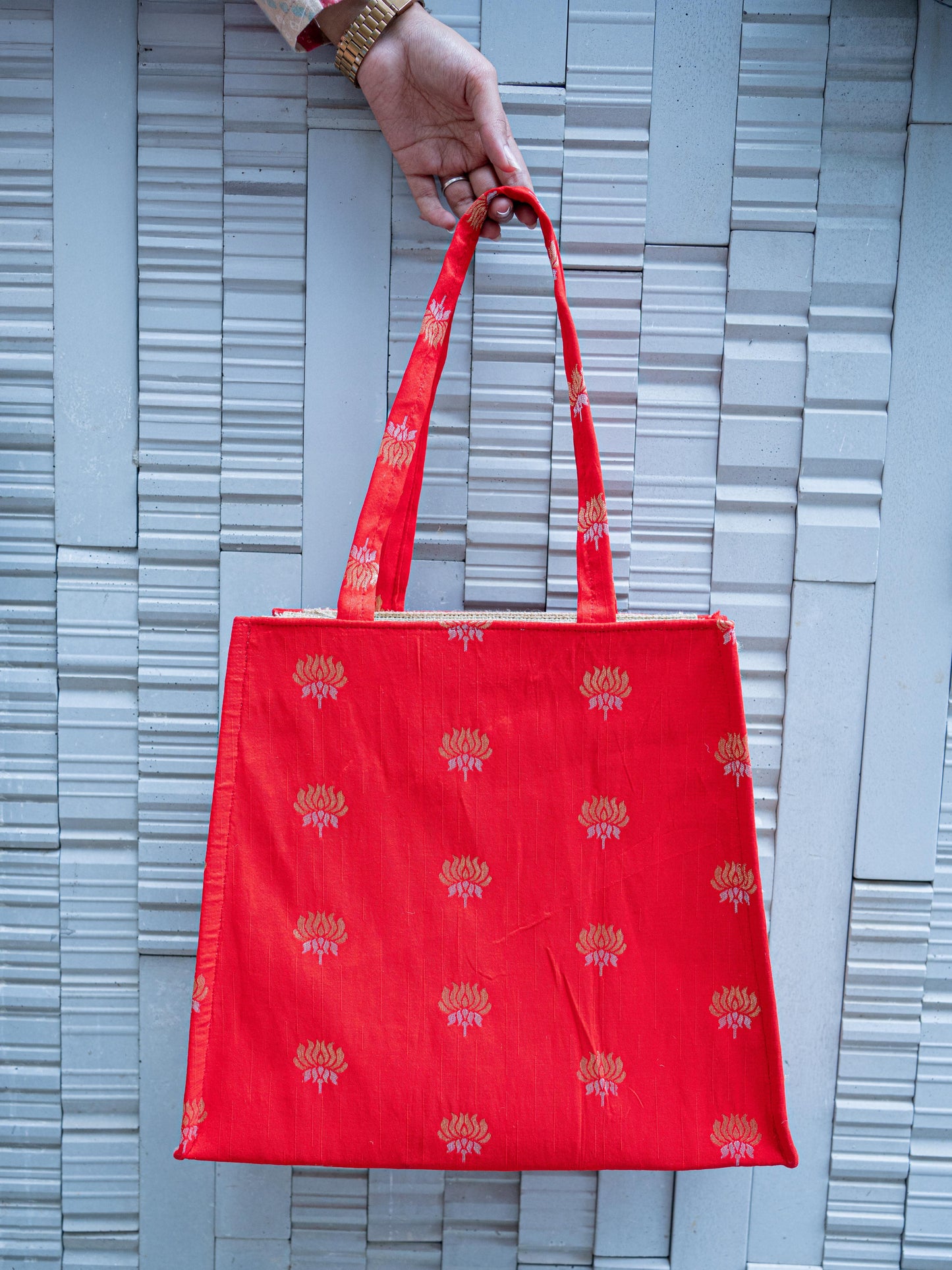 Raw Silk Jute Bag - 12x12 inch - WBG1911-2
