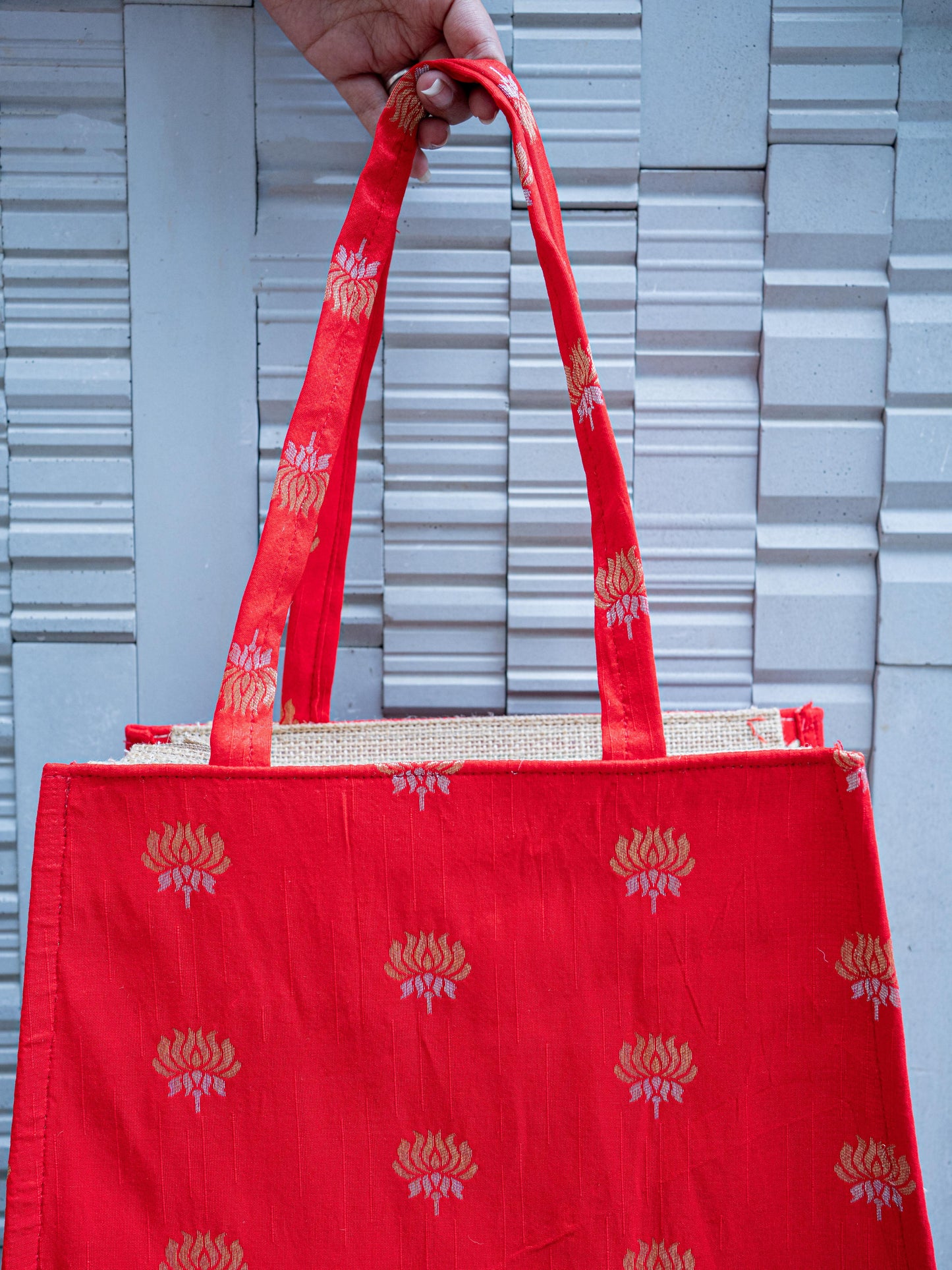 Raw Silk Jute Bag - 12x12 inch - WBG1911-2