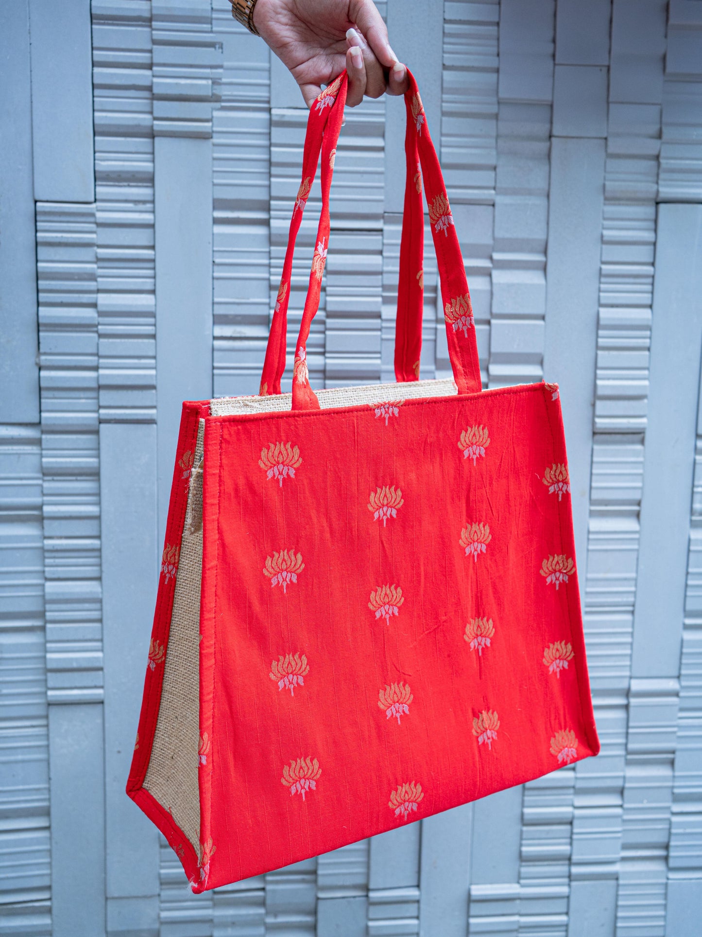 Raw Silk Jute Bag - 12x12 inch - WBG1911-2