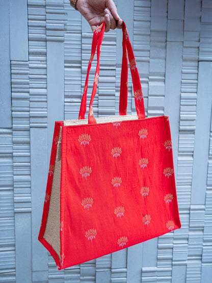 Raw Silk Jute Bag - 12x12 inch - WBG1911-2
