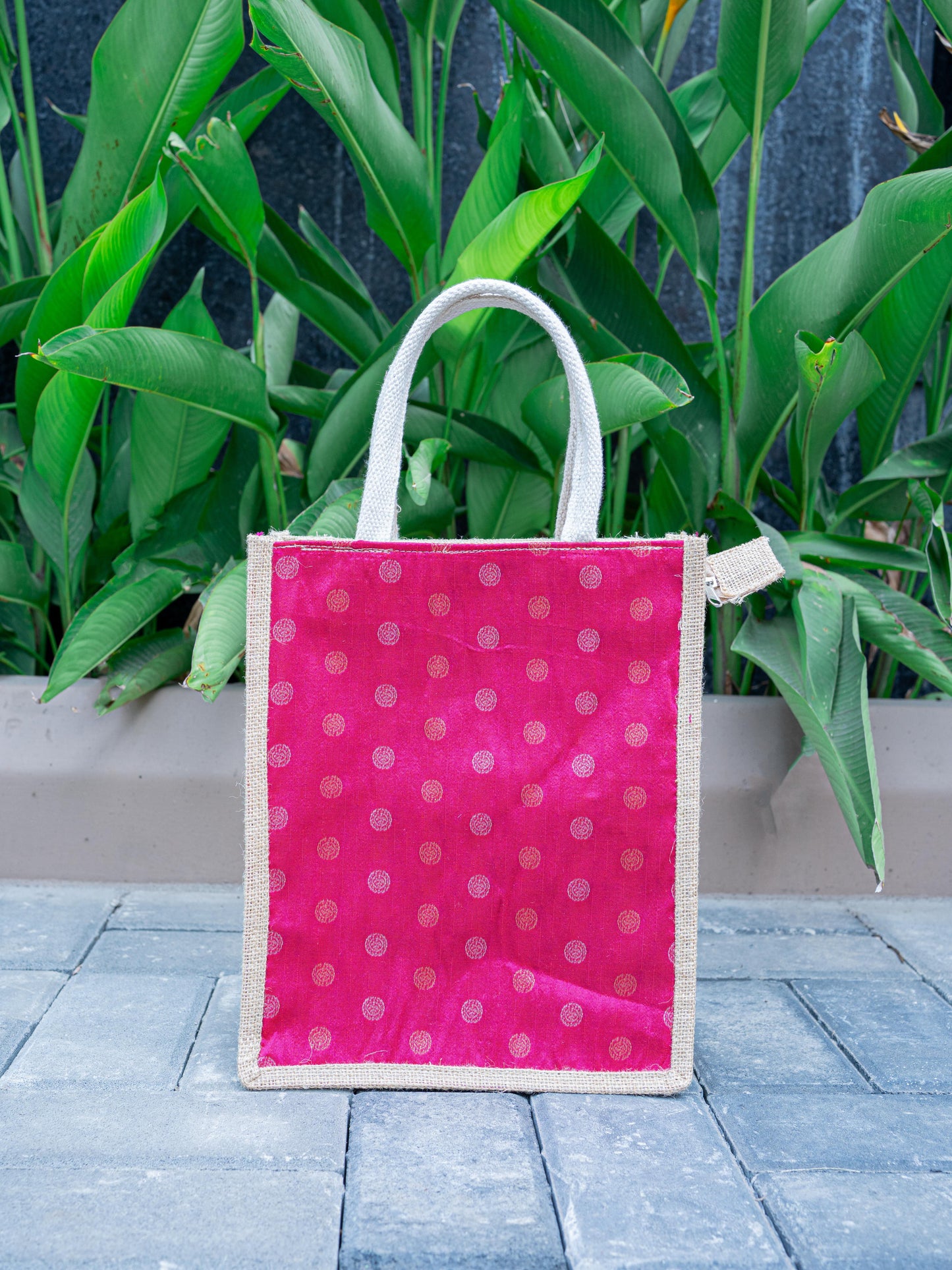 Raw Silk Jute Bag - 12x10 inch - WBG1914