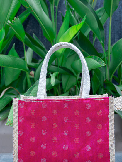 Raw Silk Jute Bag - 12x10 inch - WBG1914