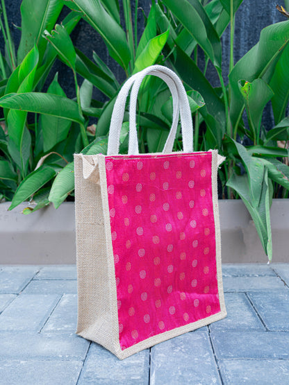 Raw Silk Jute Bag - 12x10 inch - WBG1914