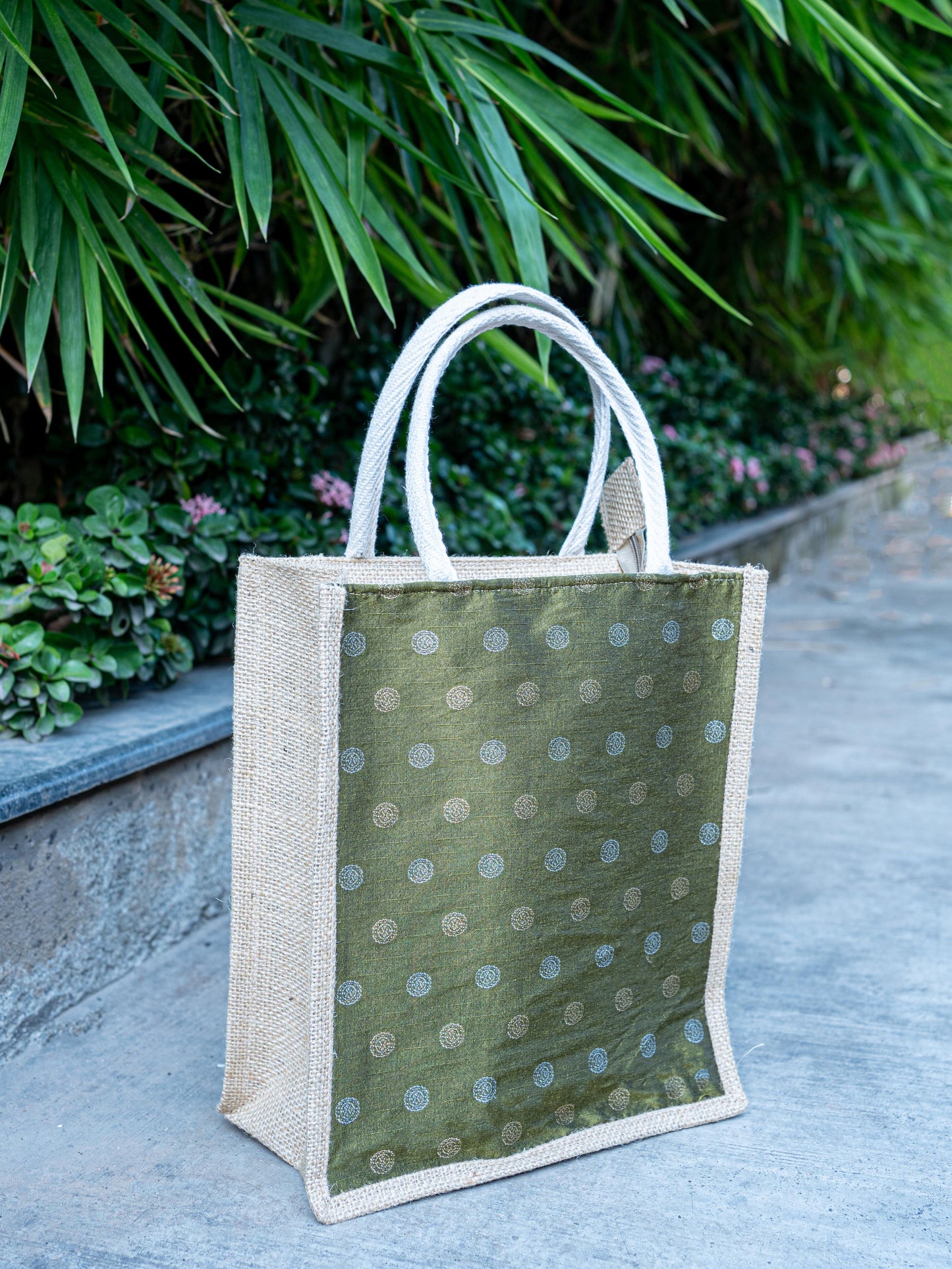 Raw Silk Jute Bag - 12x10 inch - WBG1914
