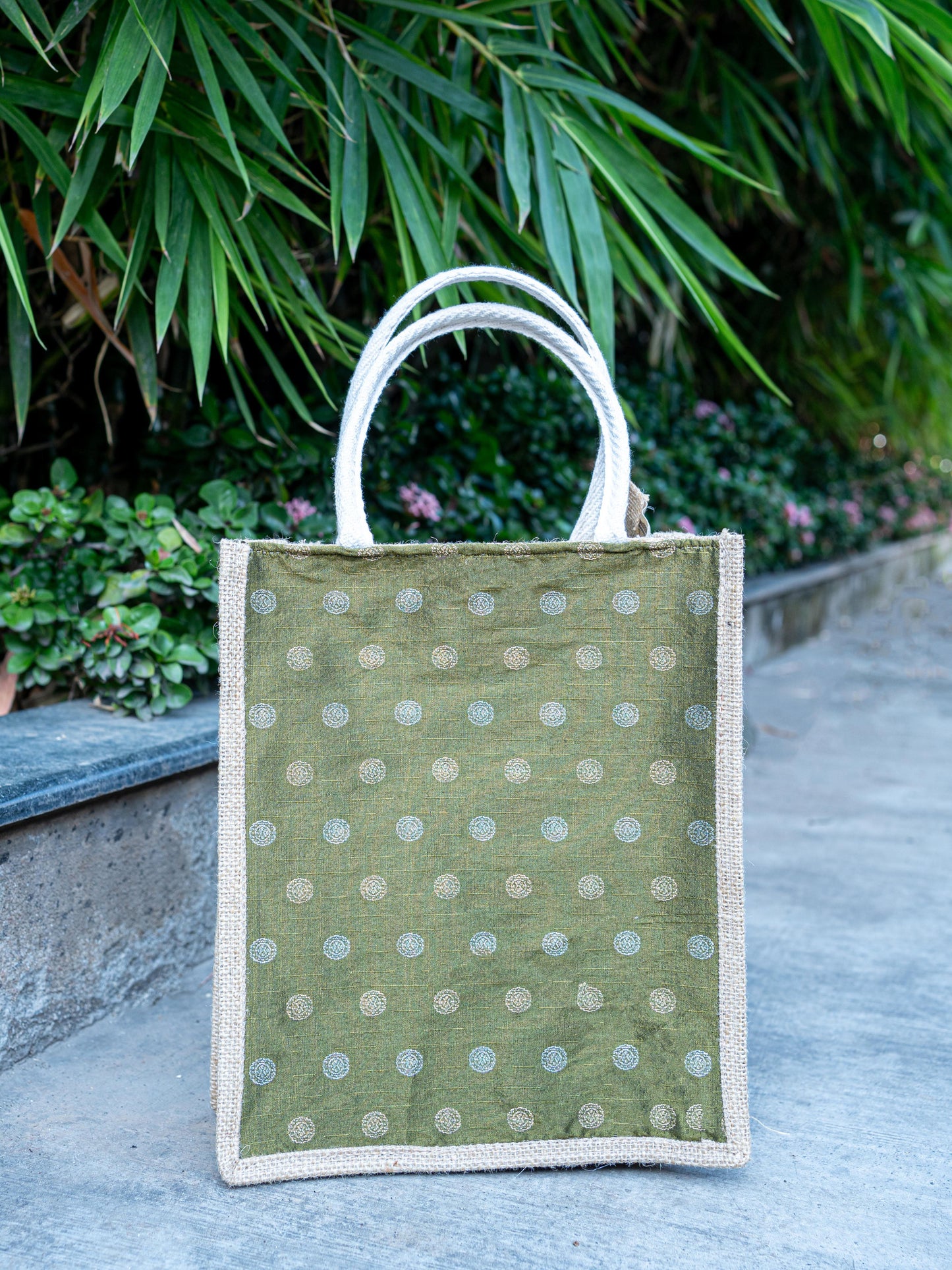 Raw Silk Jute Bag - 12x10 inch - WBG1914