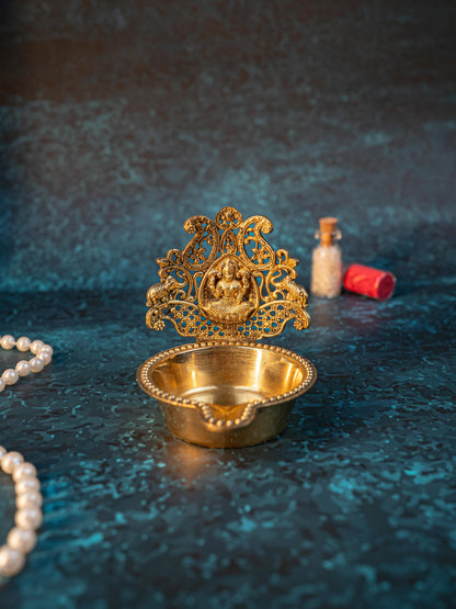 Brass Gajalakshmi Diya - 3 inch - WBG1916