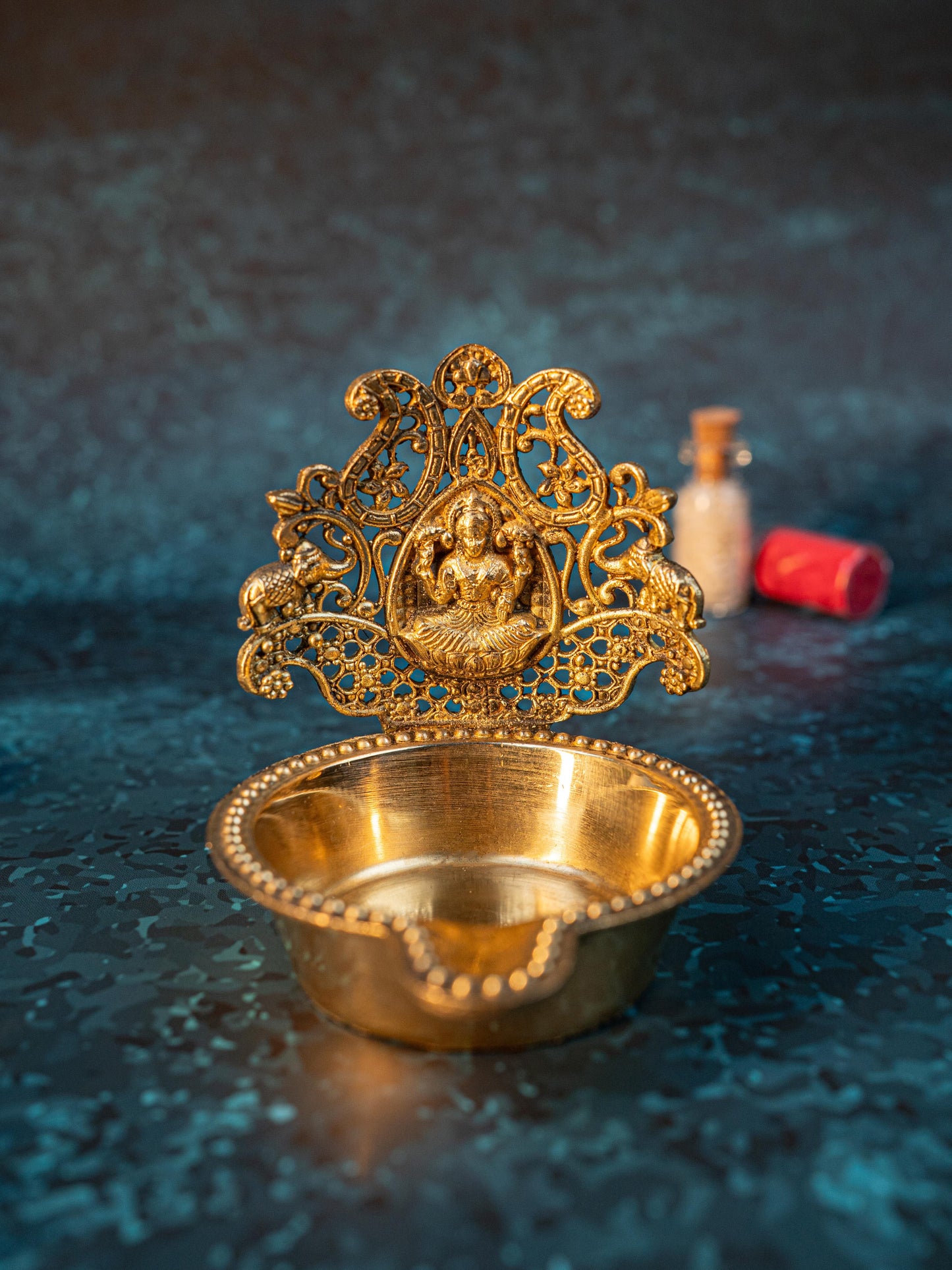 Brass Gajalakshmi Diya - 3 inch - WBG1916