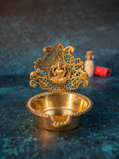 Brass Gajalakshmi Diya - 3 inch - WBG1916