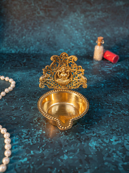 Brass Gajalakshmi Diya - 3 inch - WBG1916