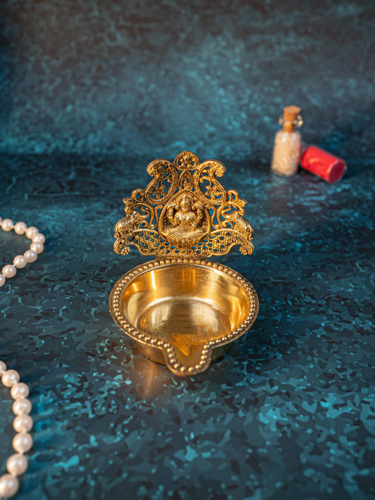 Brass Gajalakshmi Diya - 3 inch - WBG1916