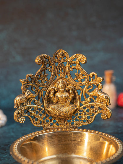 Brass Gajalakshmi Diya - 3 inch - WBG1916