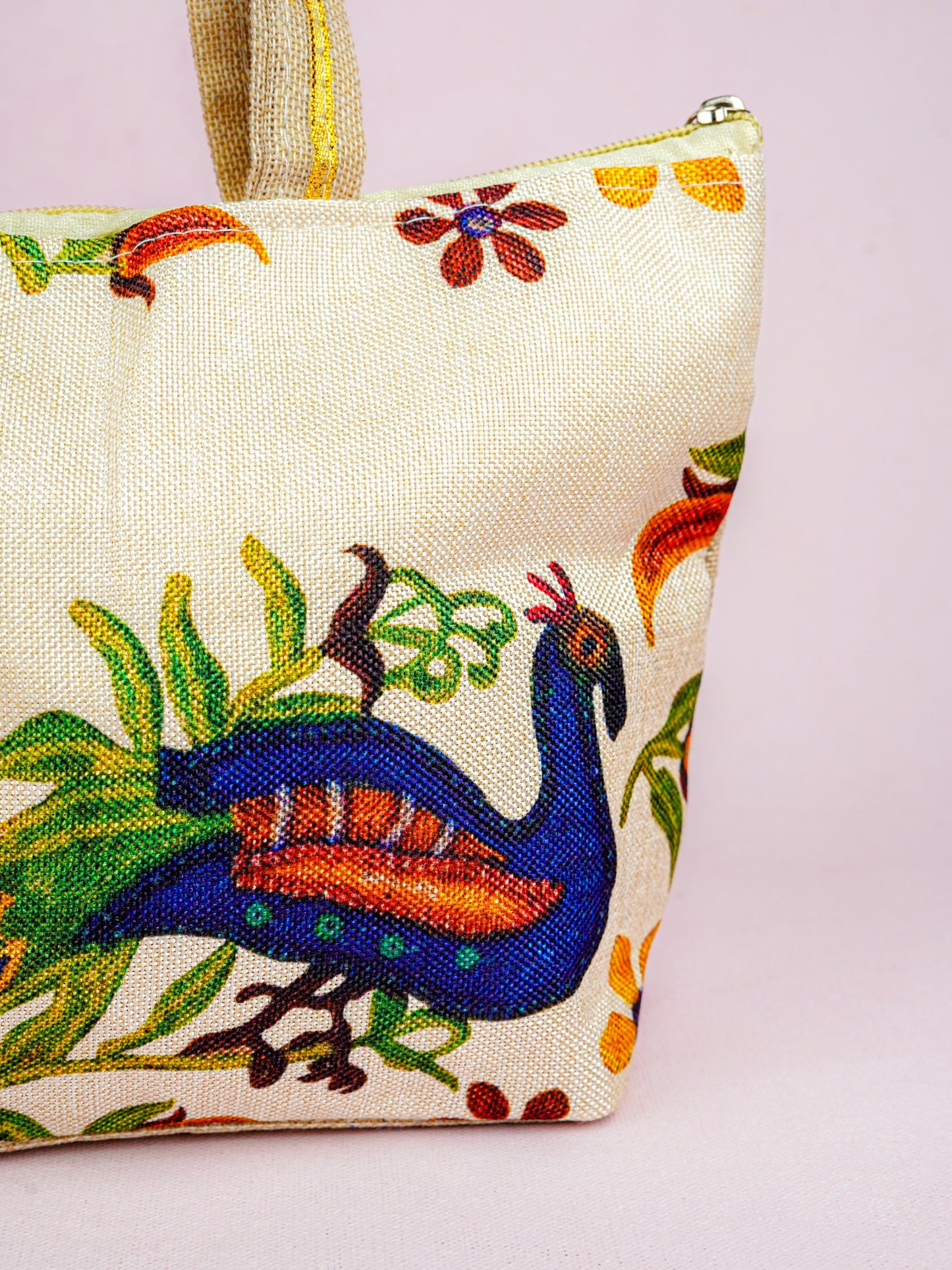 Handbag with Peacock Print - 10x7 inch - WBG1932