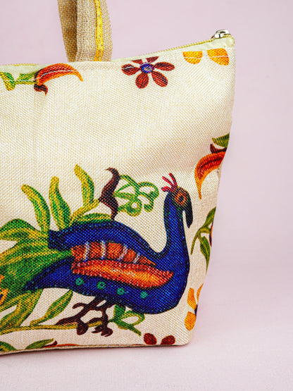 Handbag with Peacock Print - 10x7 inch - WBG1932